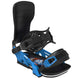 Transfer-Black and blue snowboard binding on a white background