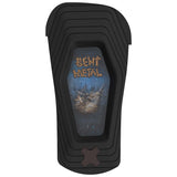 Transfer-Black and brown snowboard binding on a white background