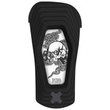 Transfer-White and black snowboard binding on a white background
