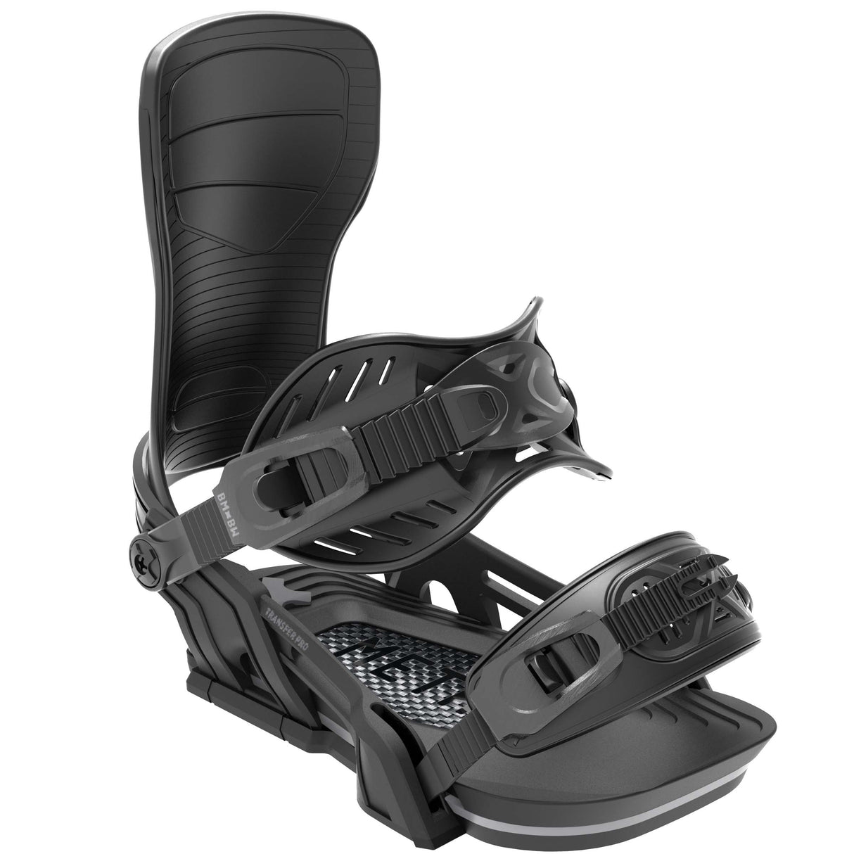 TransferPro-Black snowboard binding on a white background