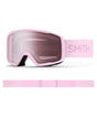 Tribute-Pink ski goggles with a clear lens on a white background