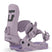 Trilogy-Light purple snowboard binding with 'Union' branding on a white background