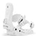 Trilogy-White snowboard binding with 'Union' branding on a white background