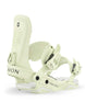 Trilogy-Light yellow snowboard binding with 'Union' branding on a white background