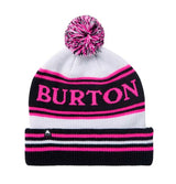 TropeBeanie-White beanie with pink and black design and 'Burton' branding on a white background