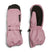 TykeMitt-A pair of pink and black winter mittens shown flat against a white background, displaying both the front with strap closure and the back with elastic cuff.
