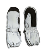 TykeMitt-A pair of XTM snow mittens in light gray and black, shown flat against a white background.