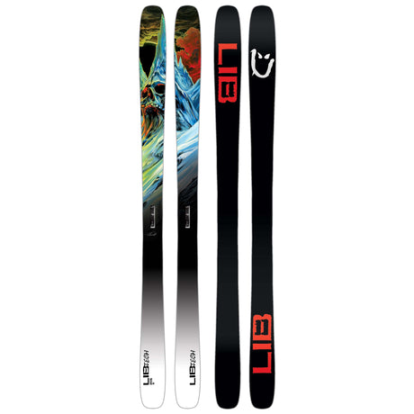 UFO95- Two skis with colorful design and 'LIB' branding on a white background