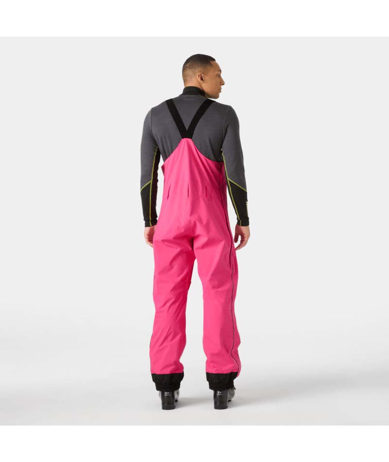 UllrDBibShellPant- Pink bib overalls with black accents on a white background