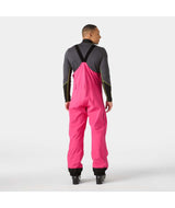 UllrDBibShellPant- Pink bib overalls with black accents on a white background