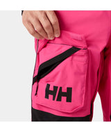 UllrDBibShellPant- Pink bib overalls with black accents on a white background
