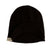 UniformBrimBeanie- Black beanie with a brand label on a white background