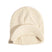 UniformBrimBeanie- Off white beanie with a brand label on a white background