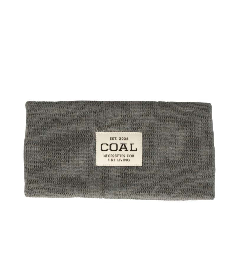 UniformHeadband-Gray knit headband with a 'COAL' logo on a white background