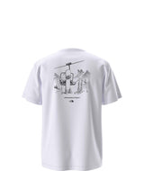 UnisexOppositesAttractRelaxedShort-SleeveTee- White T-shirt with a chair lift, snowboard, and skis on the back on a white background