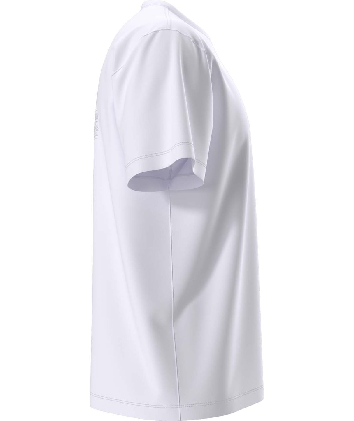 UnisexOppositesAttractRelaxedShort-SleeveTee- White T-shirt with 'The North Face' logo and snowboard on the right shoulder on a white background