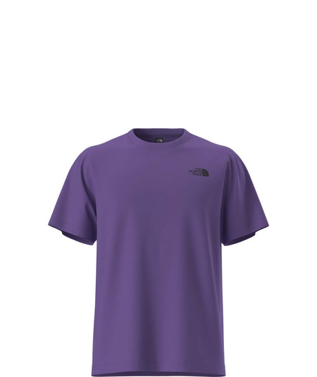 UnisexTestedandProvenRelaxedShort- Purple T-shirt with 'The North Face' on the top right shoulder on a white background