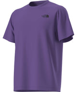 UnisexTestedandProvenRelaxedShort- Purple T-shirt with 'The North Face' on the top right shoulder on a white background