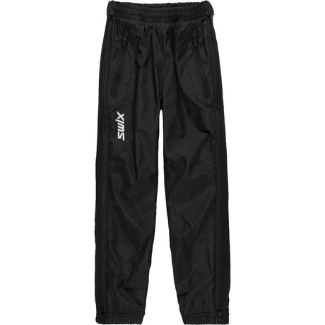 UniversalXKidsPant-Black pants with a Swix logo on a white background