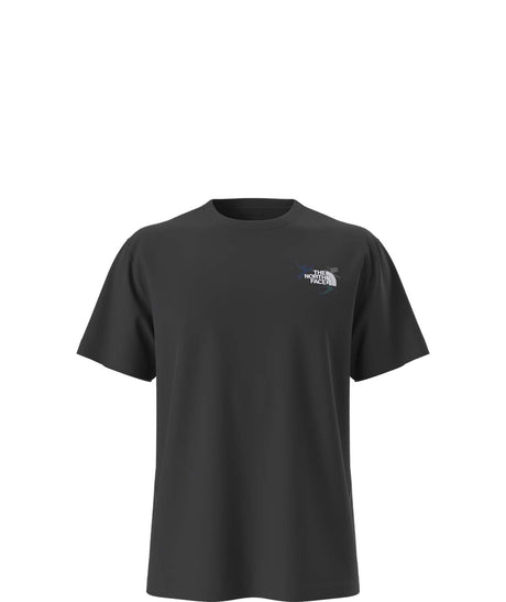 UnsiexOffPisteEmbroRelaxedShort- Black t-Shirt with 'The North Face' logo on the top right shoulder on a white background