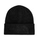 Apres Embossed Beanie- Black beanie on white background