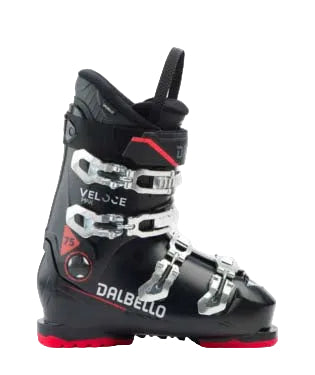 VeloceMax75-Black Dalbello ski boot with red accents on a white background