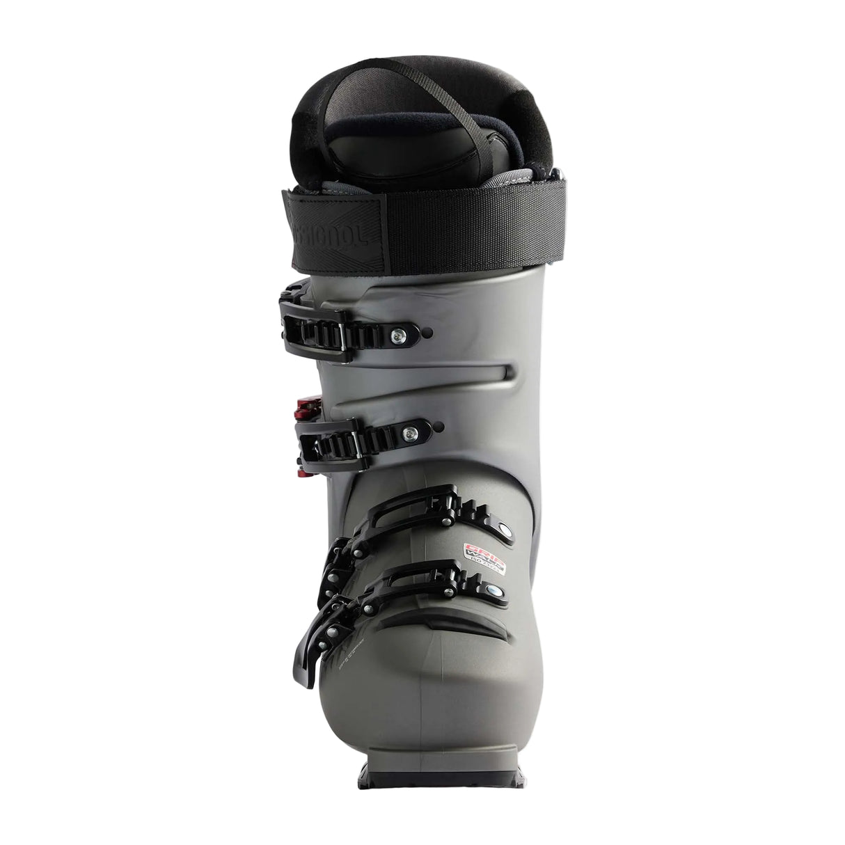 Vizion4B100HV- Grey, black and red ski boot on a white background