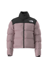 W1996RetroNuptseJacket-Pink puffer jacket with black accents on a white background