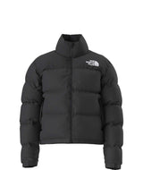 W1996RetroNuptseJacket-Black puffer jacket with The North Face logo on a white background
