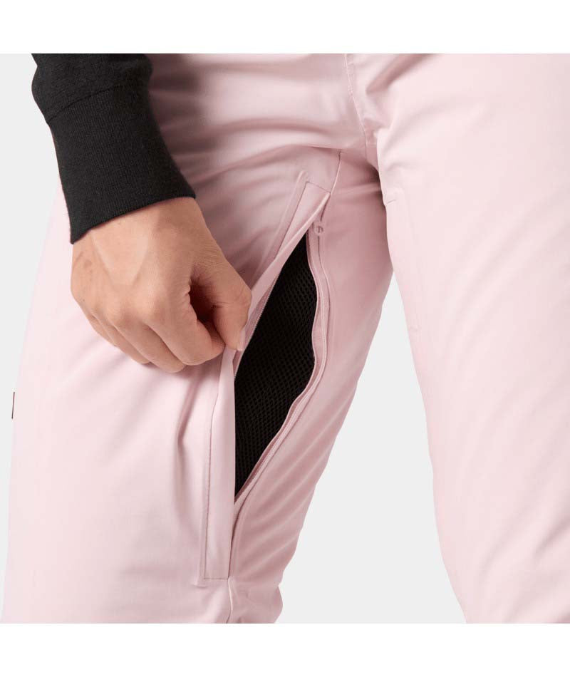 WAlpheliaInsulatedPant-Pink pants with black accents on a white background