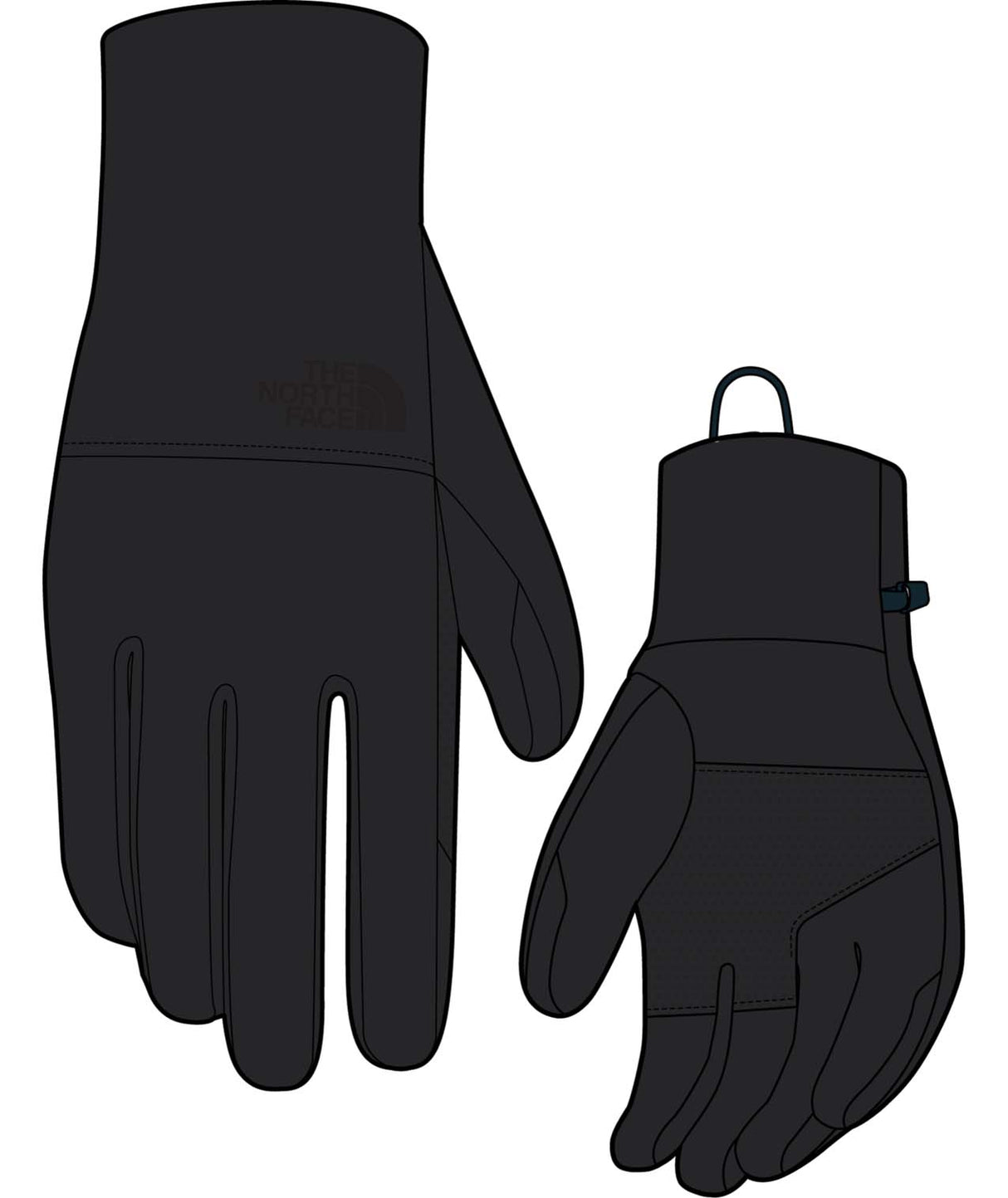 WApexInsulatedEtipGlove- Black Glove with North Face Logo on white background