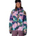 WAthenaInsulatedJacket-Person wearing a colorful camouflage jacket and pink goggles on a white background