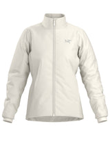 WAtomJacket-A light off-white Arc'teryx zip-up jacket with a stand-up collar, shown against a plain white background.