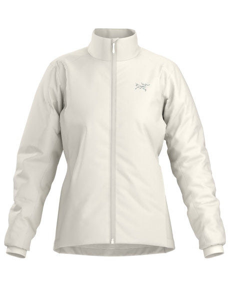 WAtomJacket-A light off-white Arc'teryx zip-up jacket with a stand-up collar, shown against a plain white background.