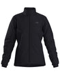 WAtomJacket-A black full-zip jacket with a stand-up collar and a small Arc'teryx logo on the left chest, displayed on a clean white background.