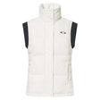 WAutumnRCVest-White puffer vest with black sleeves on a white background