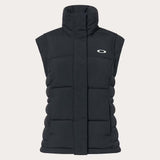 WAutumnRCVest- Black puffer vest with a brand logo on a light gray background