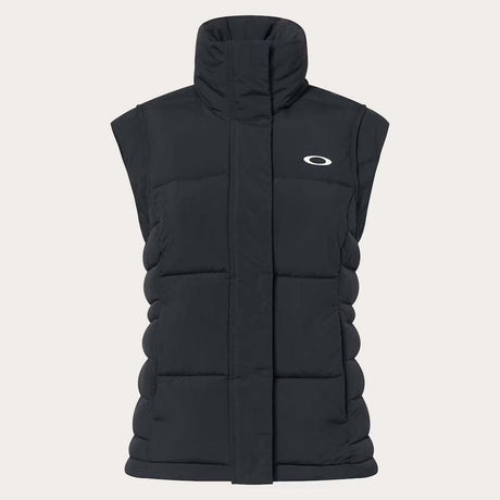WAutumnRCVest- Black puffer vest with a brand logo on a light gray background