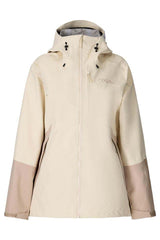 WBillieJacket-Beige and brown jacket with a hood on a white background