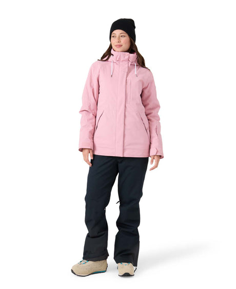 WBillieJacket- Woman wearing a pink jacket on a white background