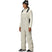 WBlackMagicInsulatedBib-Person wearing a white snowsuit and black beanie on a white background