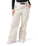 WBleekerPant- Woman wearing cream snow pants with black belt on a white background