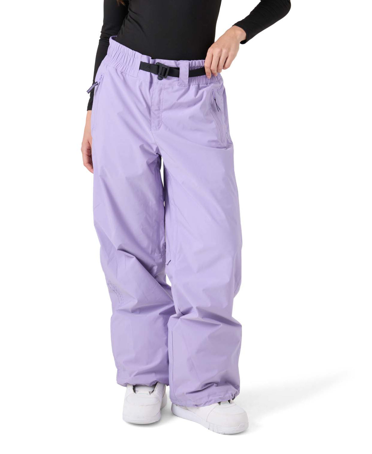 WBleekerPant- Woman wearing light purple snow pants on a white background