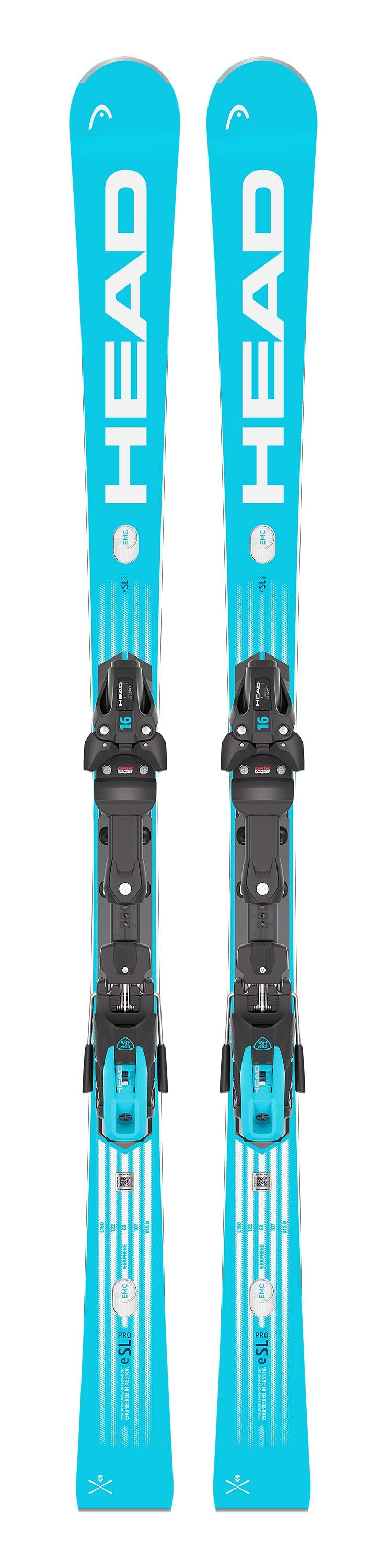 WCRebelse-SLPro- Pair of blue skis with black bindings on a white background