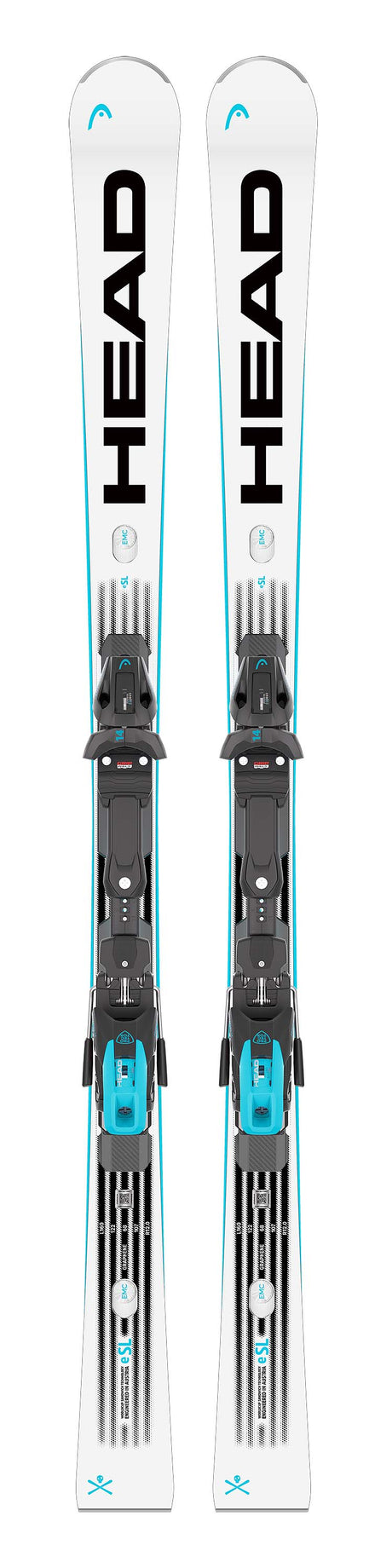WCRebelse-SLTeamKidsSki- White, black, and blue 'Head' ski on a white background