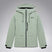 WCanopyInsulatedJacket-A light sage green hooded jacket with black zipper and drawstring details, displayed on a neutral gray background. The Oakley logo is visible on the left chest.