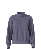 WChabot2.0MockNeck- Purple ribbed mock-neck sweater on a white background