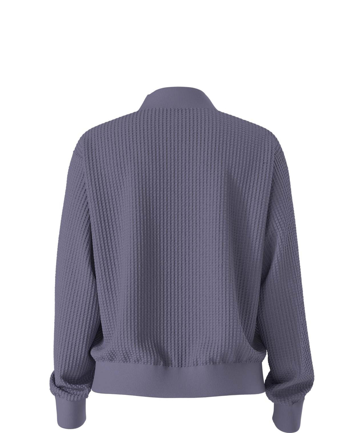 WChabot2.0MockNeck- Purple ribbed mock-neck sweater on a white background