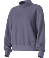WChabot2.0MockNeck- Purple ribbed mock-neck sweater on a white background