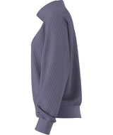 WChabot2.0MockNeck- Purple ribbed mock-neck sweater on a white background
